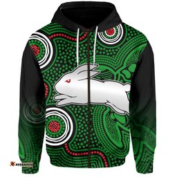 custom personalised rabbitohs indigenous zip hoodie simple green