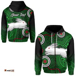 custom personalised rabbitohs indigenous zip hoodie simple green