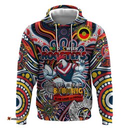 custom naidoc week 2024 roosters hoodie mascot rugby