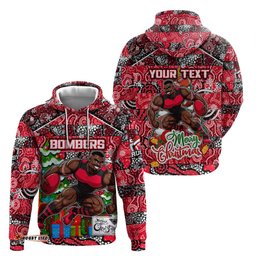 custom bombers football merry christmas hoodie indigenous australian art