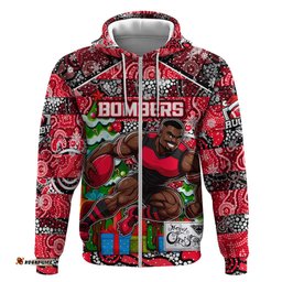 custom bombers football merry christmas hoodie indigenous australian art
