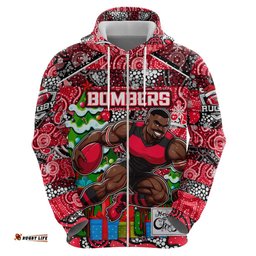 custom bombers football merry christmas hoodie indigenous australian art