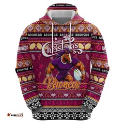 personalized broncos rugby xmas hoodie australia nrl mascot