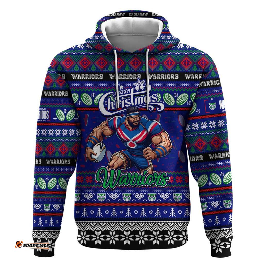 personalized new zealand warriors rugby xmas hoodie australia nrl mascot