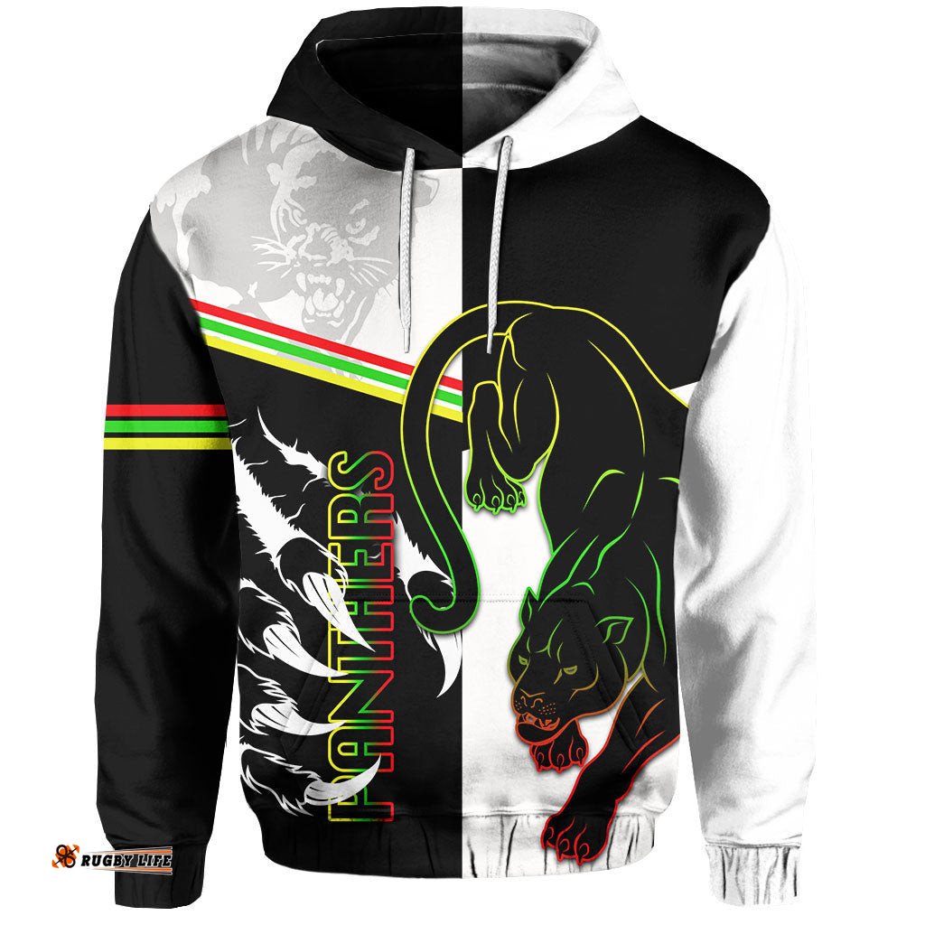 custom personalised panthers hoodie claws half black white style