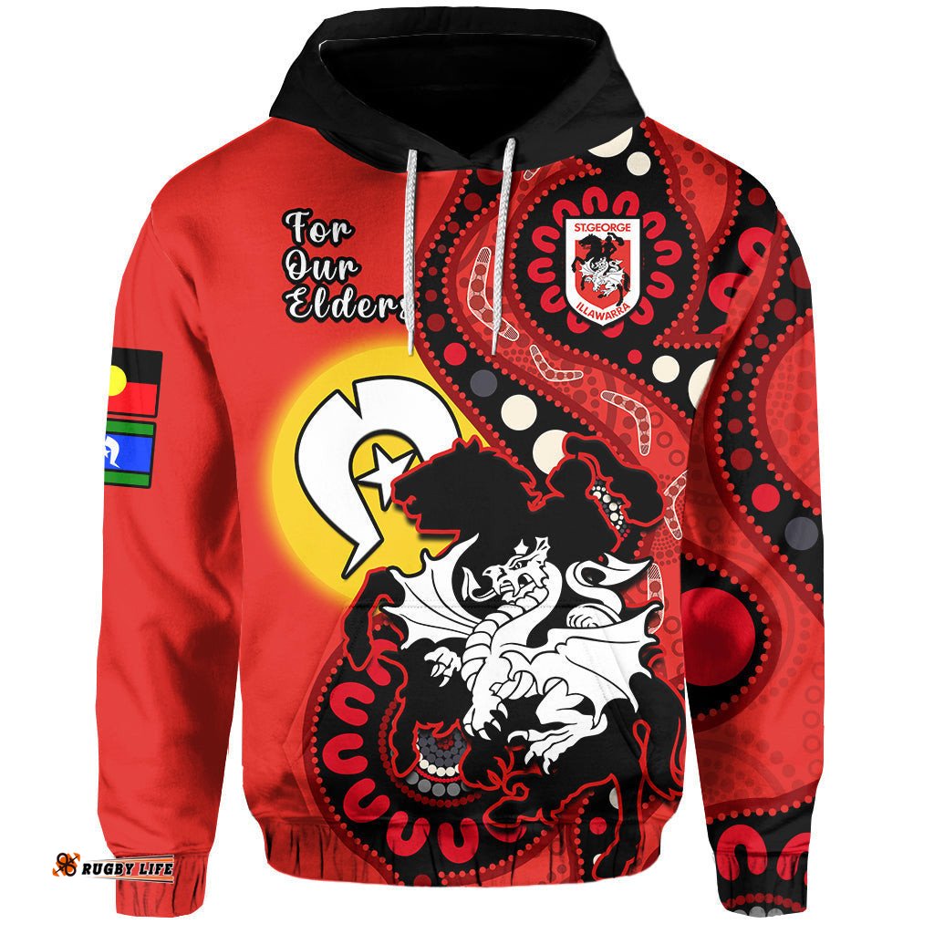 custom text and number dragons rugby naidoc hoodie for our elders aboriginal