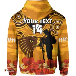 custom text and number hawks football anzac hoodie indigenous mix poppy camouflage