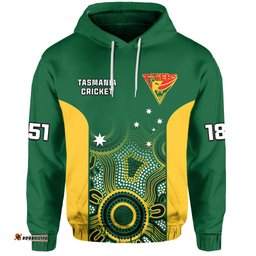 custom text and number tasmania cricket hoodie tigers sheffield shield indigenous