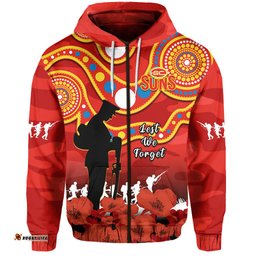 custom text and number gold coast football anzac hoodie suns aboriginal mix poppy camouflage