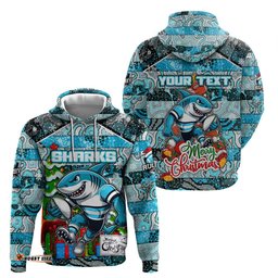 custom sharks rugby merry christmas hoodie indigenous australian art