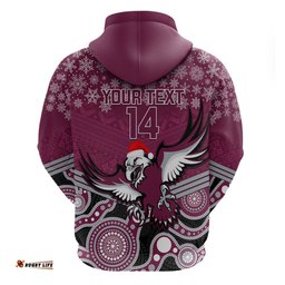 custom sea eagles rugby christmas hoodie merry xmas mix aboriginal art