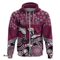 custom sea eagles rugby christmas hoodie merry xmas mix aboriginal art