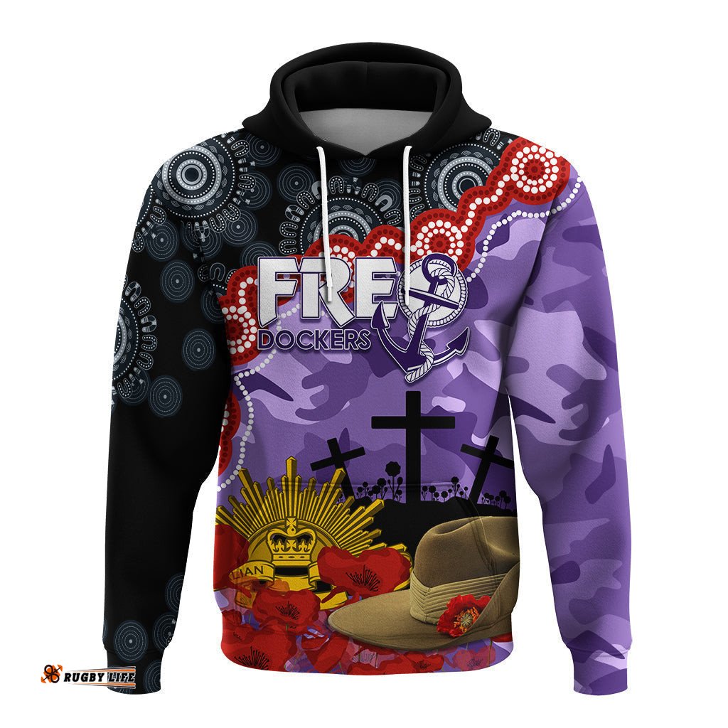 freo dockers football anzac hoodie aboriginal mix slouch hat