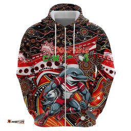 merry christmas dolphins hoodie aboriginal santa rugby mascot redcliffe