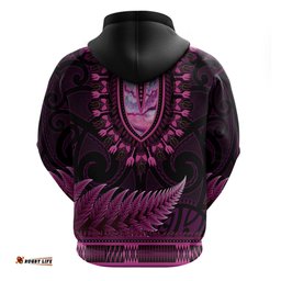 pink african dashiki with aotearoa maori hoodie paua shell mix silver fern