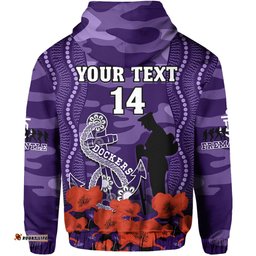 custom text and number dockers football anzac hoodie aboriginal mix poppy camouflage