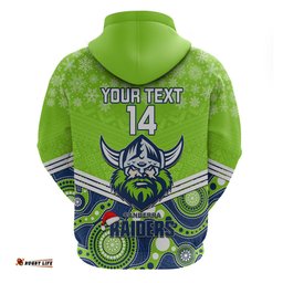 custom raiders rugby christmas hoodie merry xmas mix aboriginal art