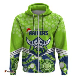 custom raiders rugby christmas hoodie merry xmas mix aboriginal art