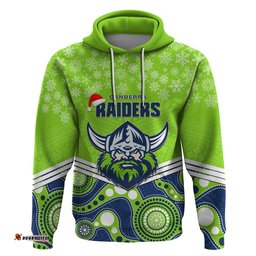 custom raiders rugby christmas hoodie merry xmas mix aboriginal art