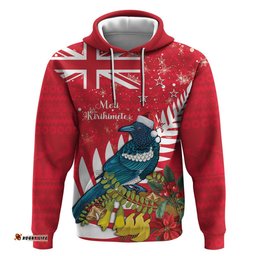 new zealand christmas in july hoodie tui bird with kowhai meri kirihimete