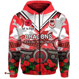 custom text and number dragons rugby anzac hoodie aboriginal mix poppy lest we forget
