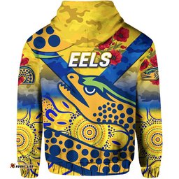 parramatta eels anzac zip up and pullover hoodie indigenous vibes gold
