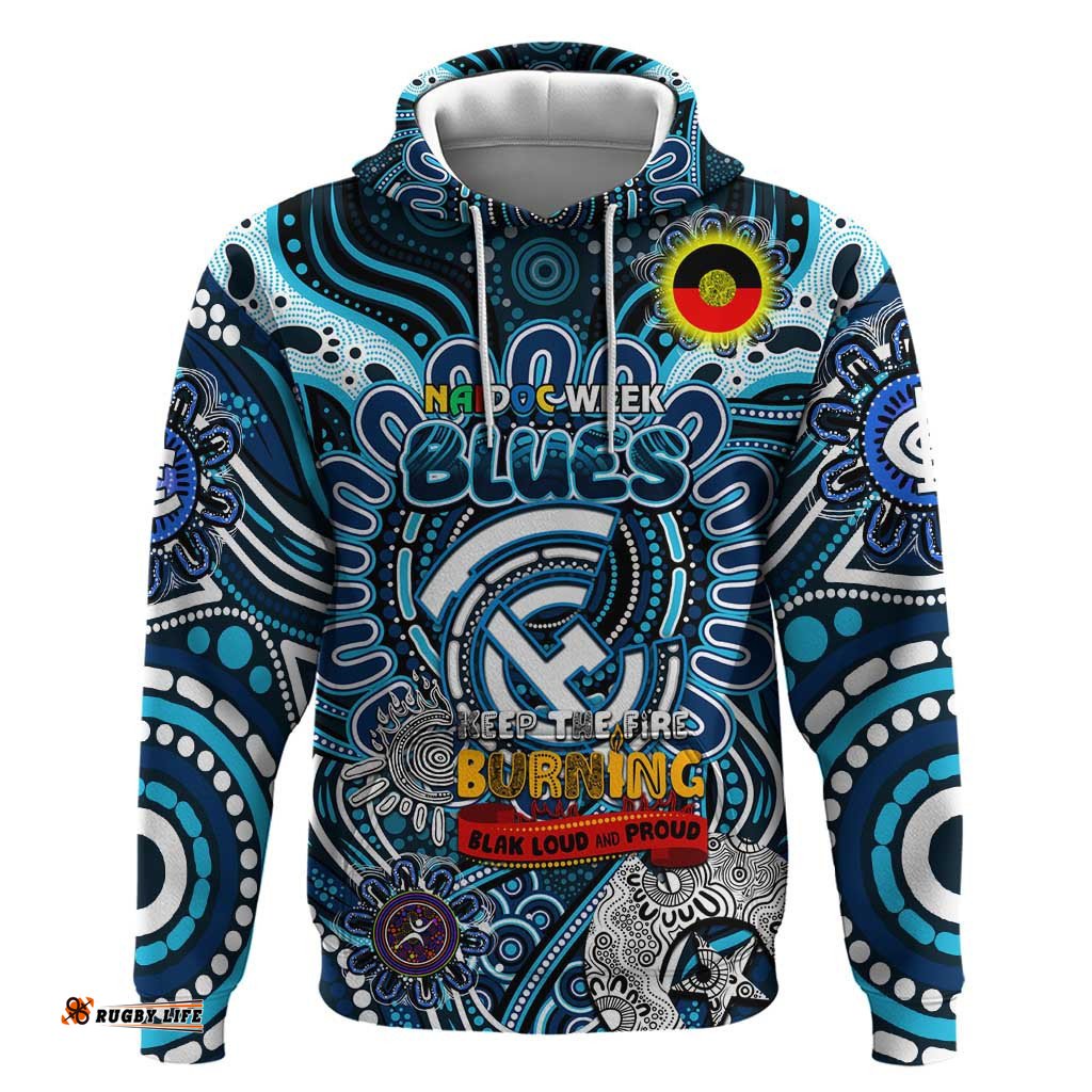 custom carlton blues naidoc week 2024 hoodie mascot football