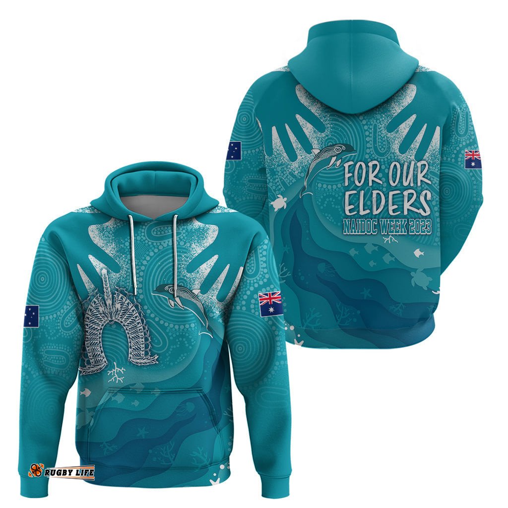 naidoc week hoodie for our elders torres strait dolphin aboriginal dot arts