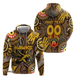 personalised naidoc week 2024 hawthorn hawks hoodie australian aboriginal hand painting