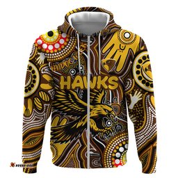 personalised naidoc week 2024 hawthorn hawks hoodie australian aboriginal hand painting
