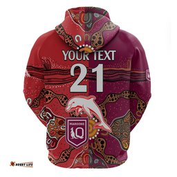 custom text and number nrl dolphins combine queensland origin hoodie aboriginal