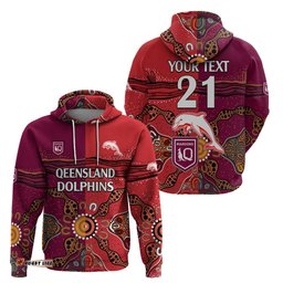 custom text and number nrl dolphins combine queensland origin hoodie aboriginal