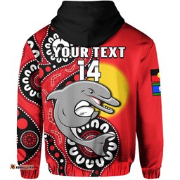 custom text and number dolphins rugby naidoc hoodie for our elders aboriginal