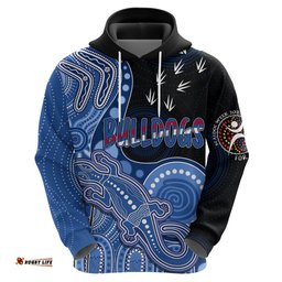 personalised naidoc week afl bulldogs hoodie aboriginal dot art lizard mix boomerang