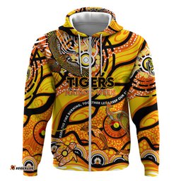 custom naidoc week 2024 tiger hoodie aboriginal animals keep the fire burning