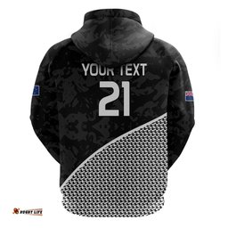 custom text and number new zealand cricket hoodie black cap sporty style no1