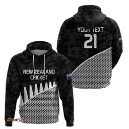 custom text and number new zealand cricket hoodie black cap sporty style no1