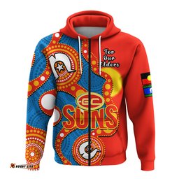 custom text and number gold coast football naidoc hoodie suns indigenous for our elders
