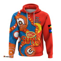 custom text and number gold coast football naidoc hoodie suns indigenous for our elders