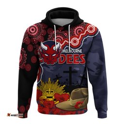 melbourne dees football anzac hoodie aboriginal mix slouch hat