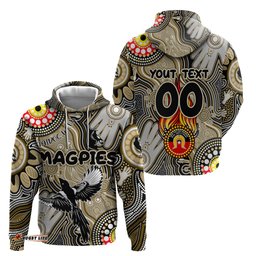 personalised naidoc week 2024 collingwood magpies hoodie australian aboriginal hand painting