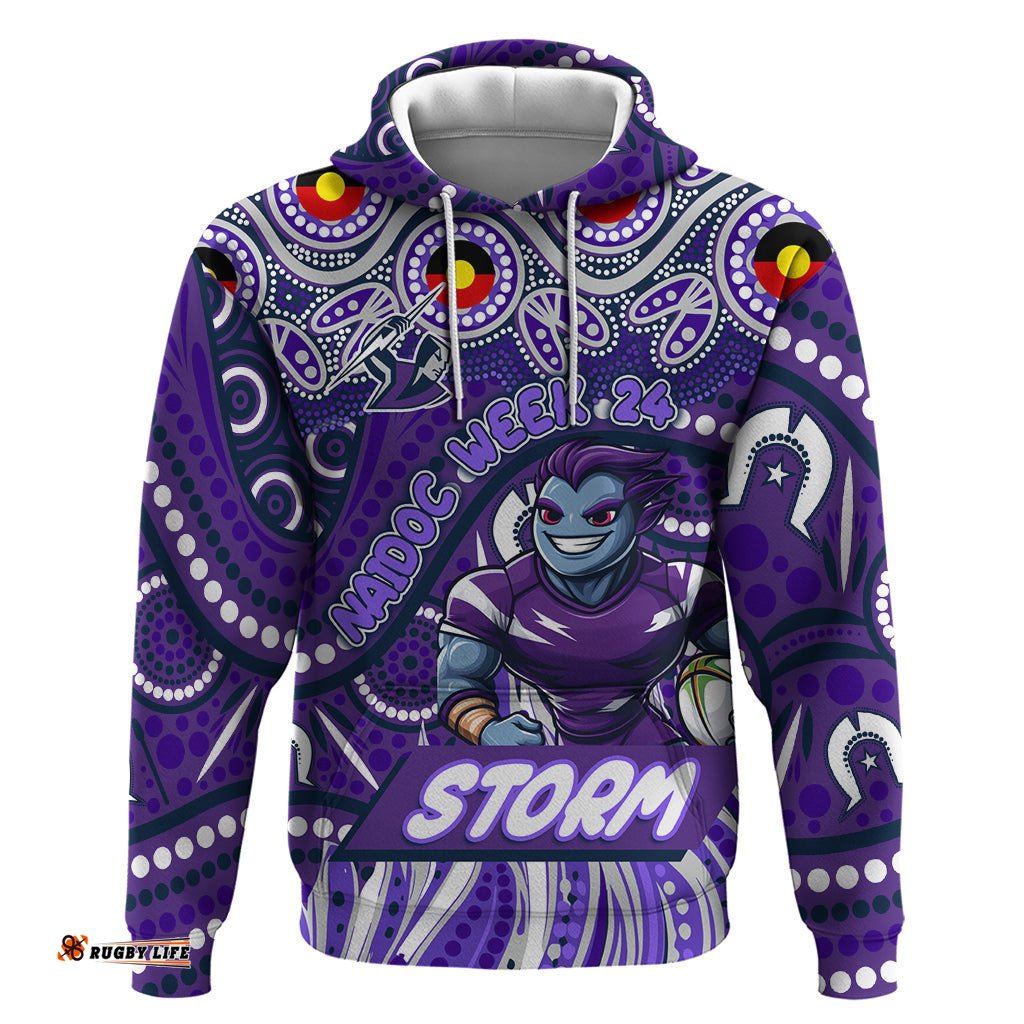 custom australia naidoc week 2024 hoodie melbourne storm mascot keep the fire burning