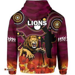 brisbane lions football anzac hoodie aboriginal mix poppy camouflage