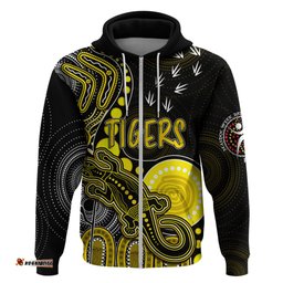 personalised naidoc week afl tigers hoodie aboriginal dot art lizard mix boomerang