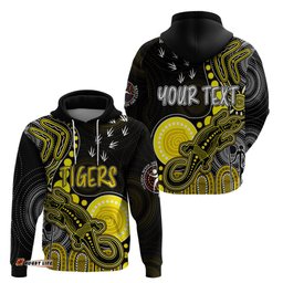 personalised naidoc week afl tigers hoodie aboriginal dot art lizard mix boomerang