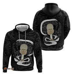 black new zealand eel hoodie aotearoa maori tuna with kotiate weapon