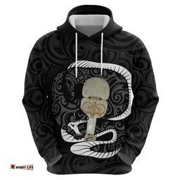 black new zealand eel hoodie aotearoa maori tuna with kotiate weapon