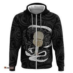 black new zealand eel hoodie aotearoa maori tuna with kotiate weapon