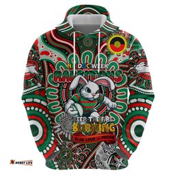 custom naidoc week 2024 rabbitohs hoodie mascot rugby
