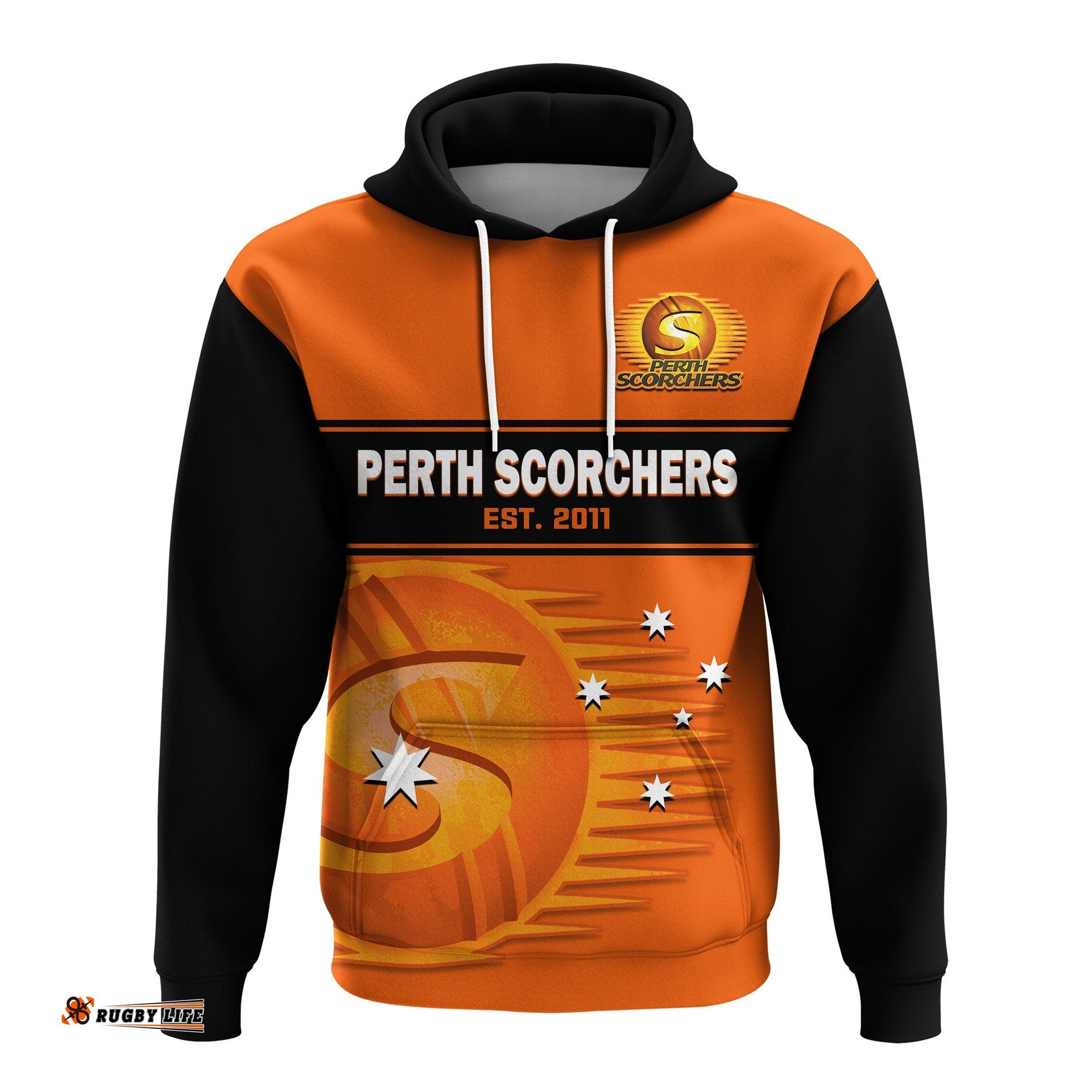 custom text and number perth scorchers cricket hoodie est 2011 sporty version